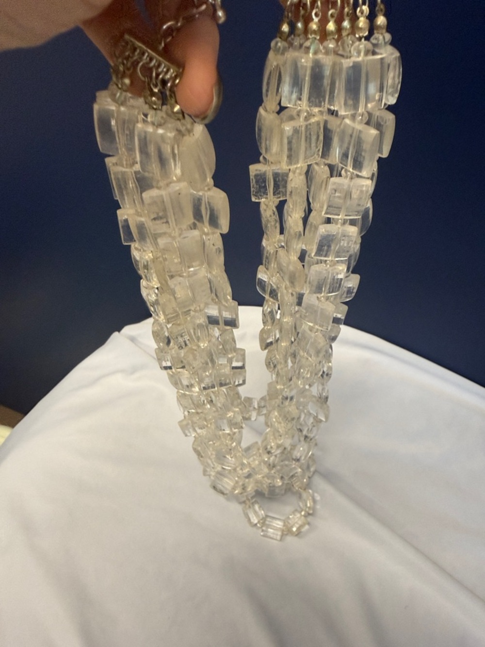 Multi-Strand Clear Beaded Statement Necklace - Picture 3 of 6